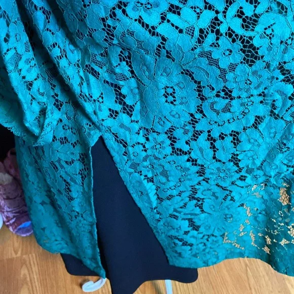 Torrid SZ 1 Green Lace Duster/Cardigan W/Belt two side slits - Picture 4 of 5